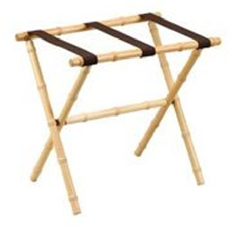 Scheibe Gate House Furniture 1176 Natural Bamboo Luggage Rack with Brown Nylon Straps - 23 x 14 x 20 Inch 1176br